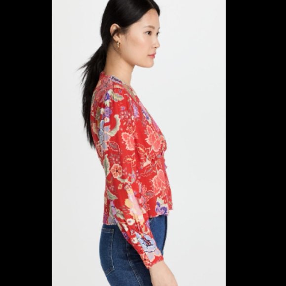 RIXO Azra Long Sleeve Top - Red Floral Print - Picture 2 of 6